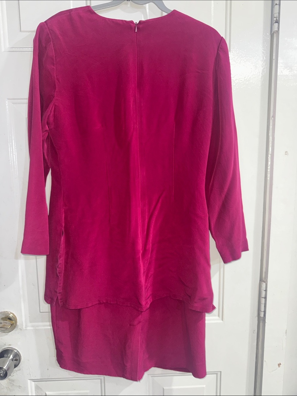 Adrianna Papell Deep Fuchsia Midi Dress with Frog-Button Front 100% silk - Picture 4 of 8
